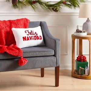 Christmas Pillows White Soft FELIZ NAVIDAD Accent Decor